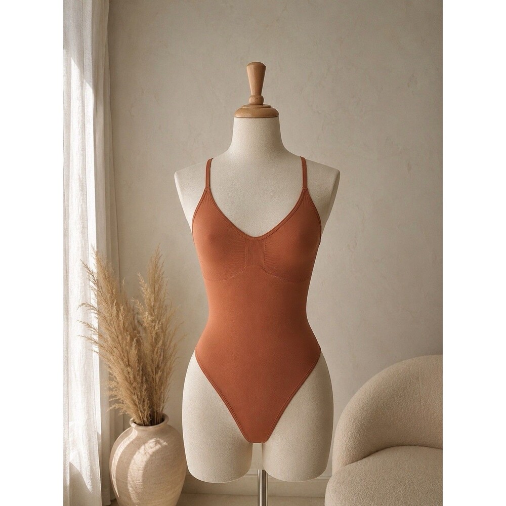 SKIMS One Piece Bodysuit Brown Women's XXS Seamless Stretch Compression